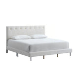 Full Platform Bed Wheat Polyester Fabric With Gold Inserts - Omega Lifestyles