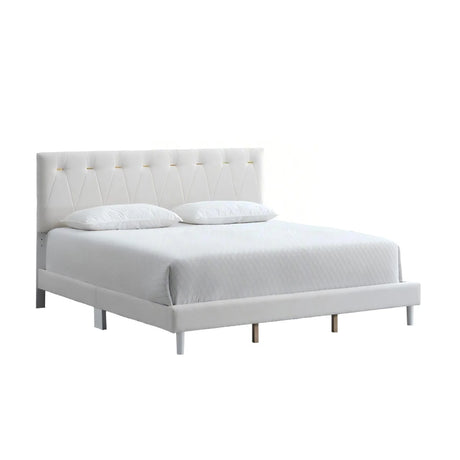 Full Platform Bed Wheat Polyester Fabric With Gold Inserts - Omega Lifestyles