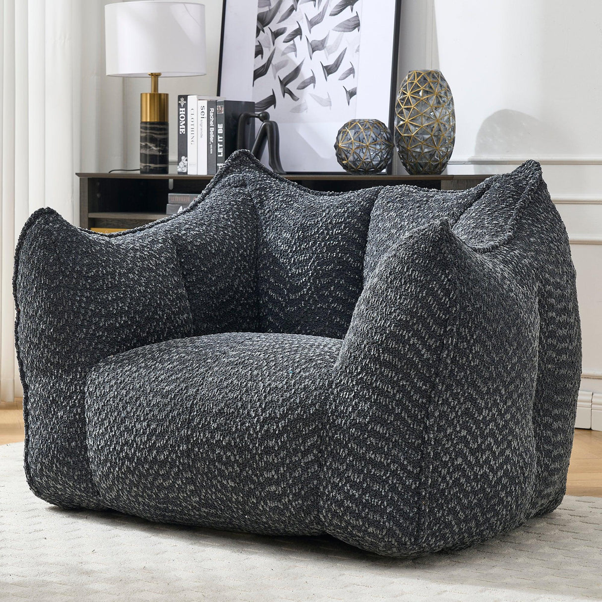 Chenille Foam Bean Bag Chair For Adults - Omega Lifestyles