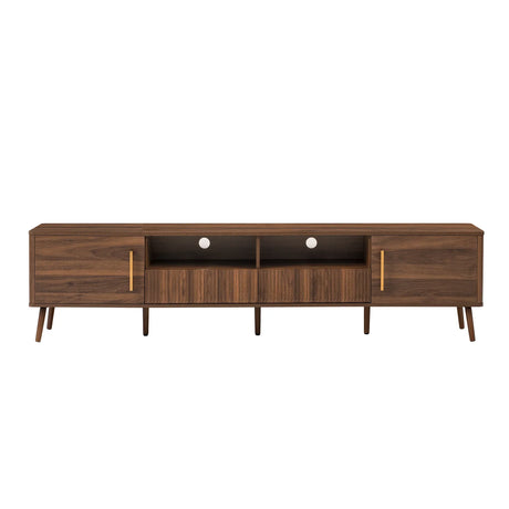 Modern Walnut TV Stand With Soft-Close Doors and Storage - Omega Lifestyles