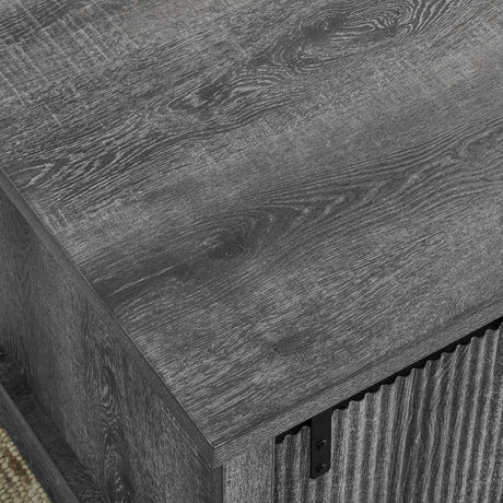 Rustic Grey MDF Sliding Barn Door Coffee Table - Omega Lifestyles