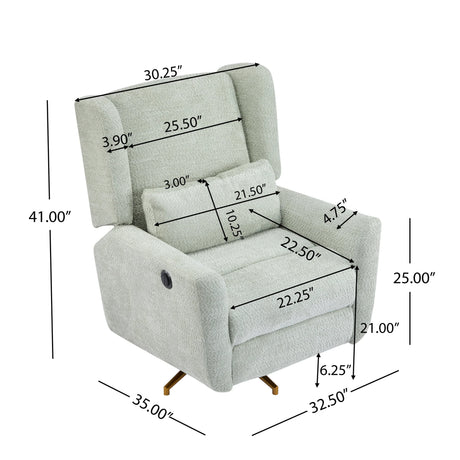 Power Boucle Upholstered 360-Degree Swivel Recliner Chair - Omega Lifestyles