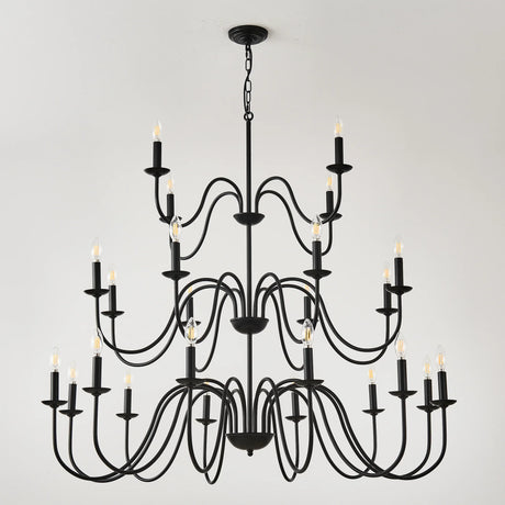 Farmhouse 24-Light Matte Black Metal Chandelier - Omega Lifestyles