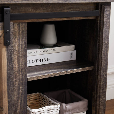 Mid Century Antique Brown MDF Media Console Table - Sleep Galleria