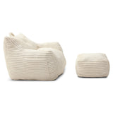 Giant Corduroy Bean Bag Chair With Armrests Footstool - Omega Lifestyles