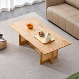 Solid Wood Rectangular Coffee Table With Rattan Weaving - Omega Lifestyles