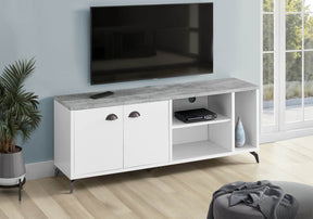 Industrial Style 60-Inch White Grey TV Stand Console - Omega Lifestyles