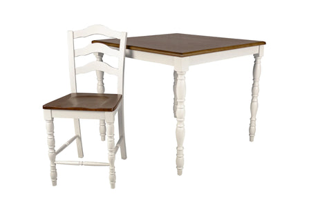 5-Piece Farmhouse White Oak Counter Height Dining Set - Omega Lifestyles