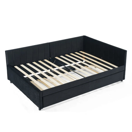 Full Size Velvet Upholstered Daybed With Trundle - Omega Lifestyles