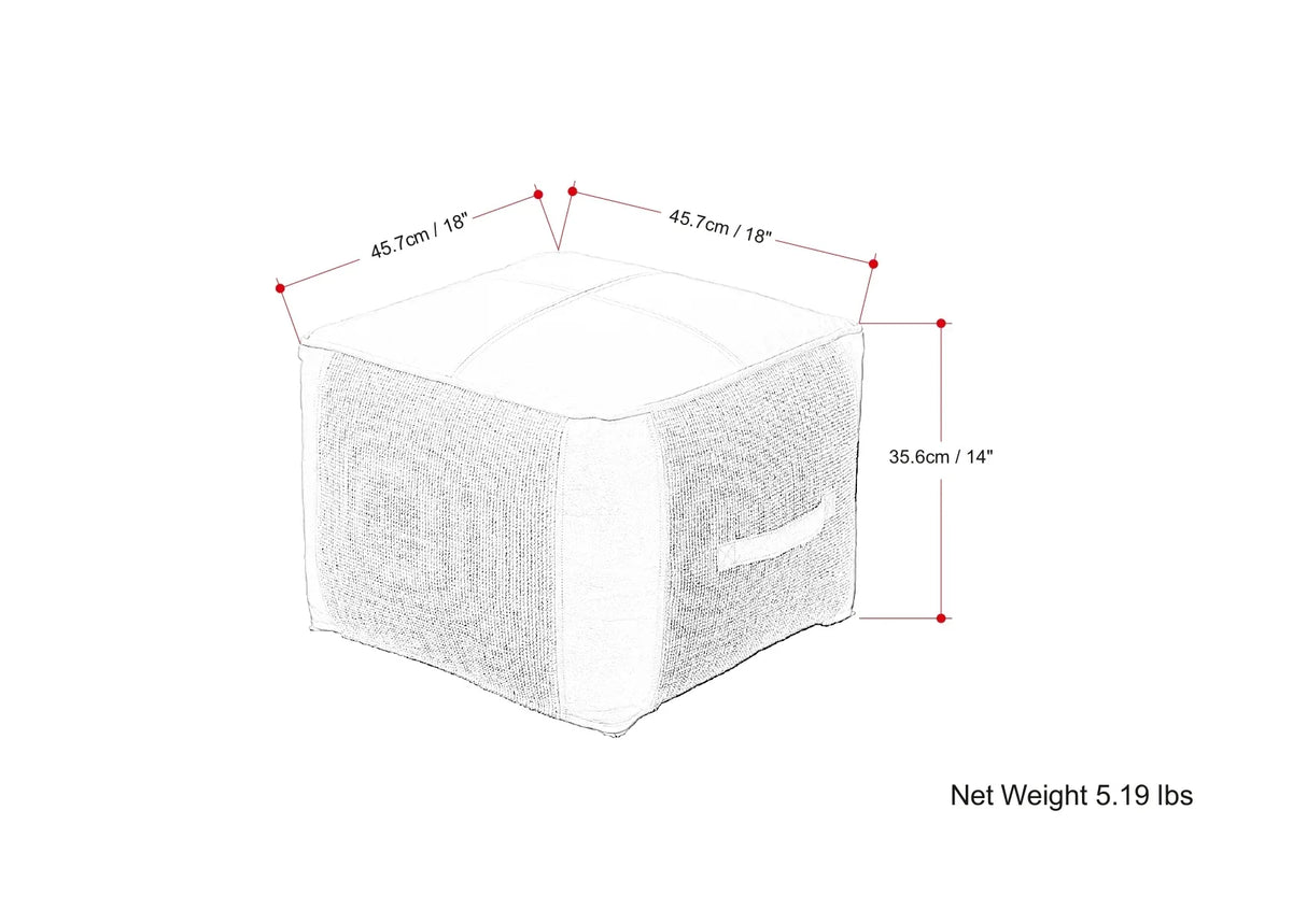 Top-Grain Leather Round Pouf Ottoman With Jute - Omega Lifestyles