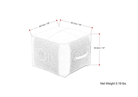 Top-Grain Leather Round Pouf Ottoman With Jute - Omega Lifestyles