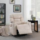 Light Grey Faux Leather Power Lift Recliner With Heating Massage