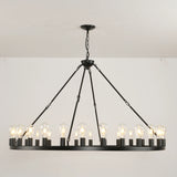 Large 53 Inch Matte Black Wagon Wheel Chandelier - Omega Lifestyles