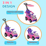 3-in-1 Toddler Push Car With Canopy Music Horn - Omega Lifestyles