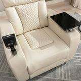 Power PU Leather Recliner Chair With Tray Table USB Port - Omega Lifestyles