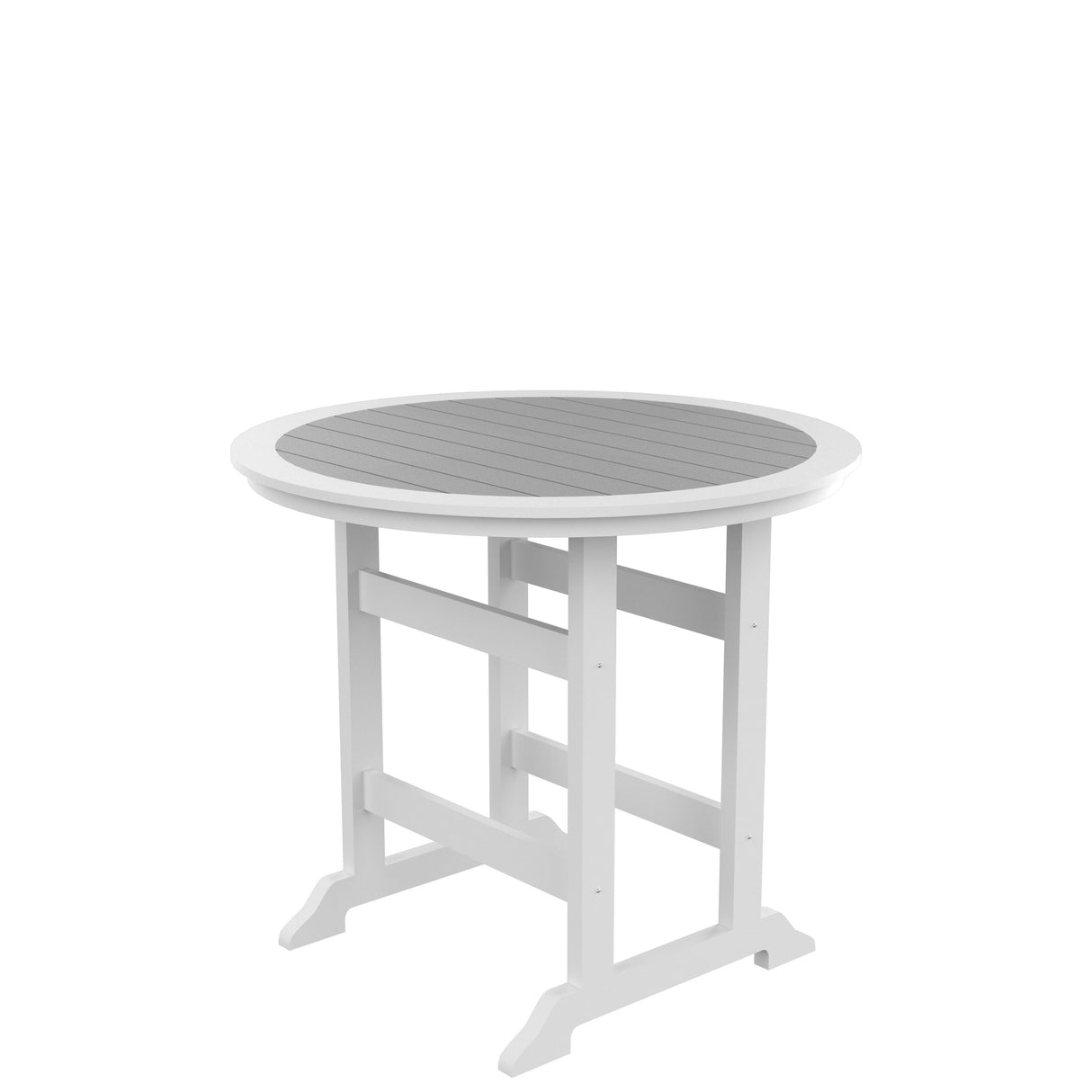 HDPE Round Outdoor Patio Bar Table White Gray