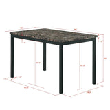 5-Piece Metal Frame Dining Set With Faux Marble Top - Omega Lifestyles