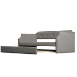 Gray Linen Upholstered Twin Daybed With Trundle - Omega Lifestyles