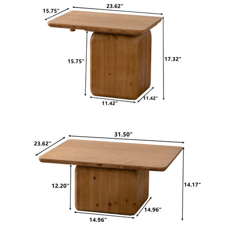 Vintage Style Natural Wood Grain Coffee Table Set Of 2 - Sleep Galleria