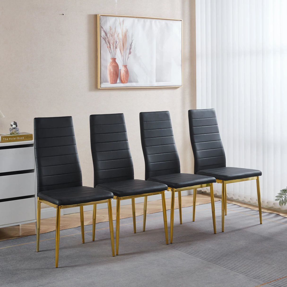 5-Piece Mid-Century Glass Top Metal Leg Dining Set - Omega Lifestyles