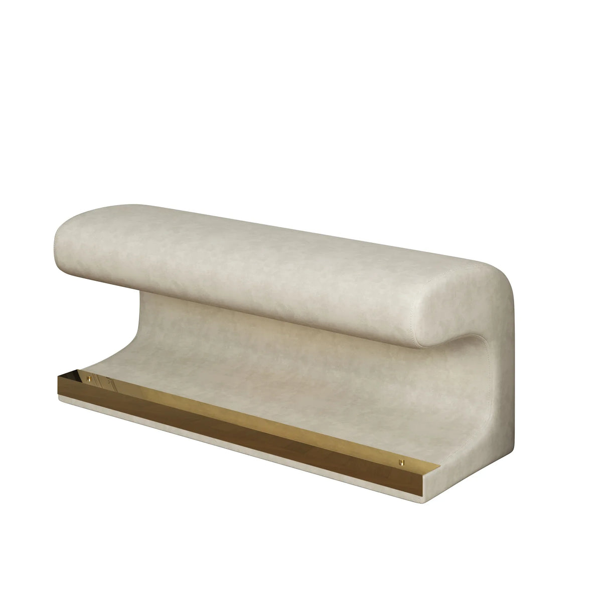 Modern Beige Faux Leather Upholstered Entryway Bench With LED Light - Omega Lifestyles