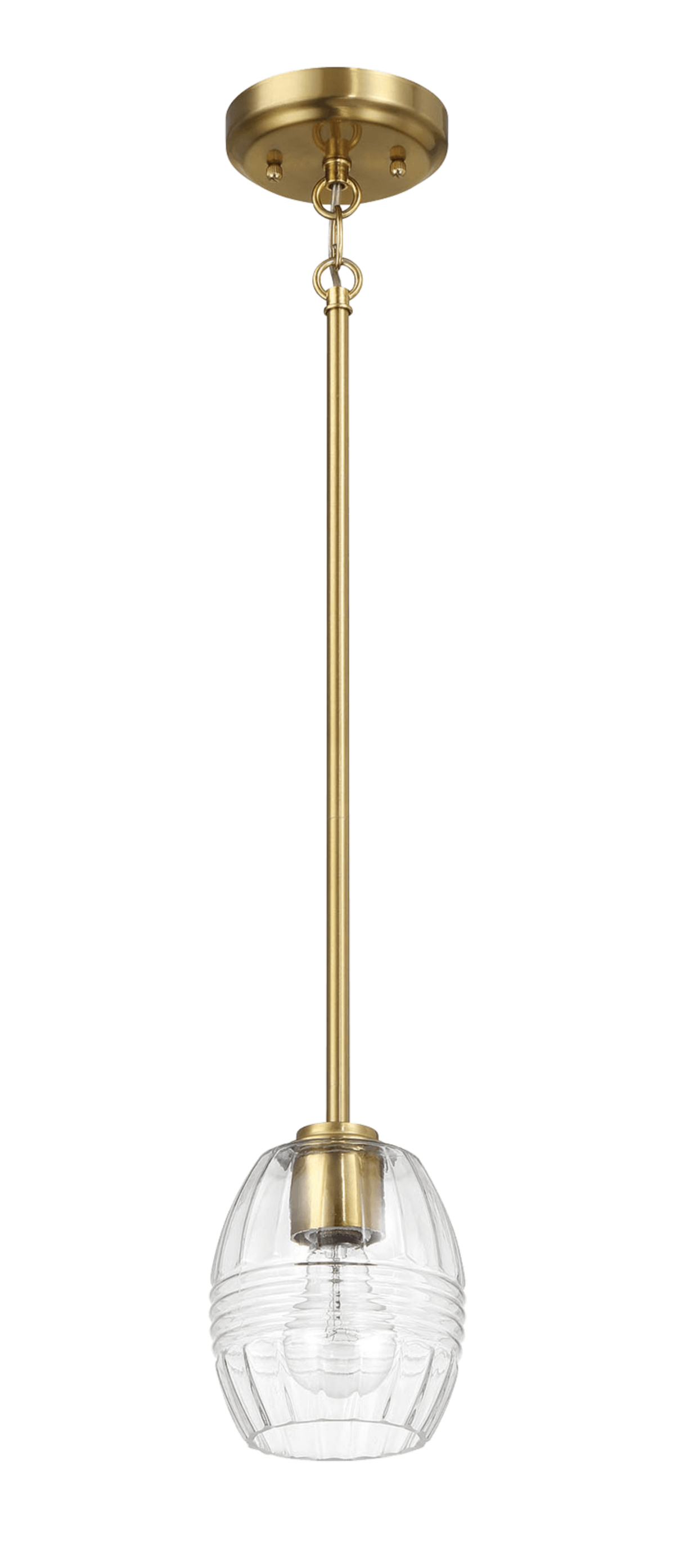 Vista Clear Glass Satin Brass Pendant Chain Hanging Light