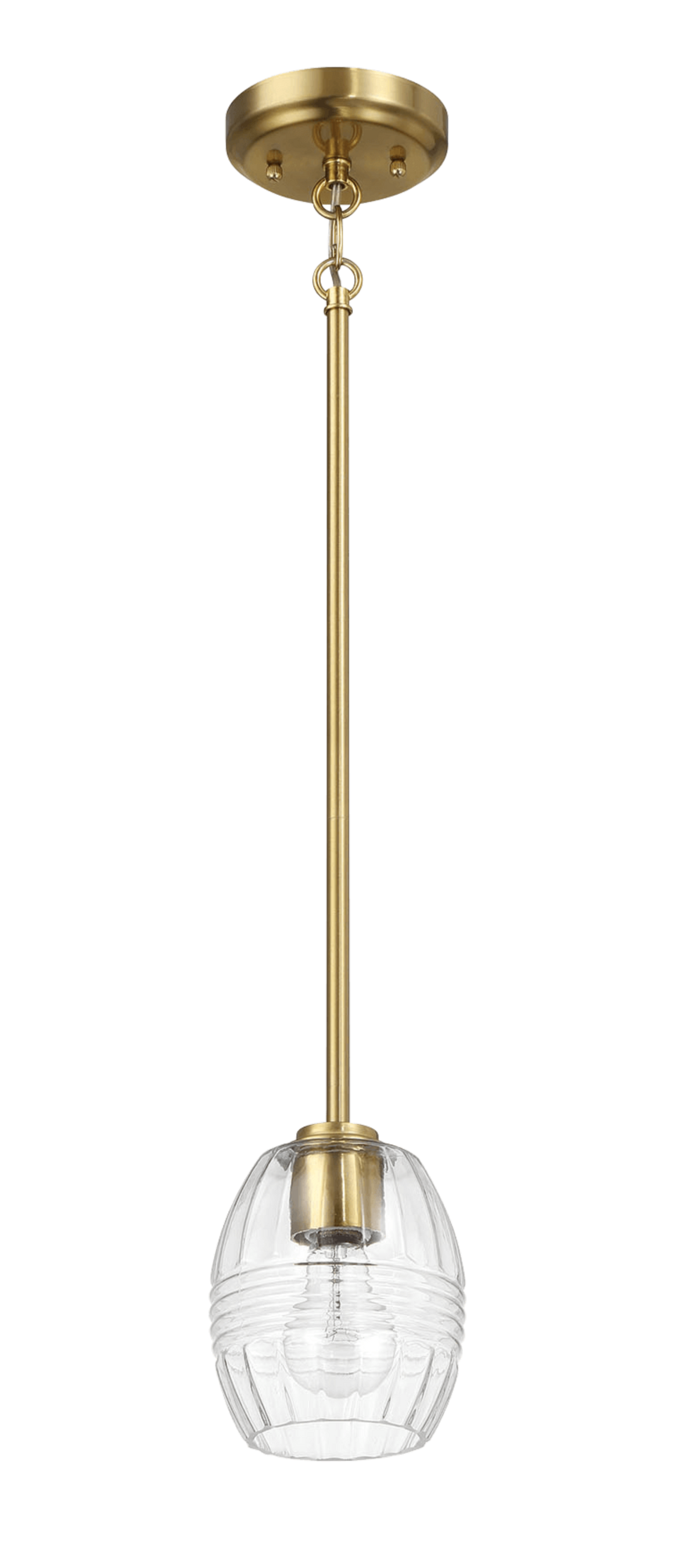 Vista Clear Glass Satin Brass Pendant Chain Hanging Light