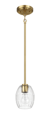 Vista Clear Glass Satin Brass Pendant Chain Hanging Light