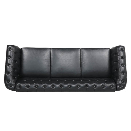 Chesterfield Three Seater Sofa With Soft PU Leather Upholstery - Omega Lifestyles