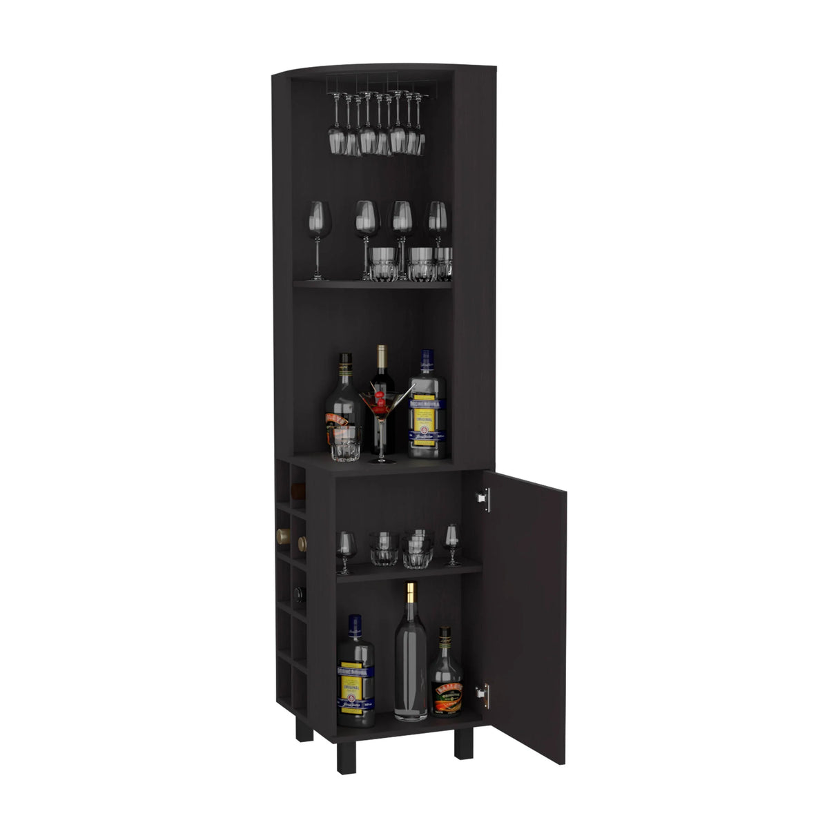 Leah Corner Bar Cabinet With Wine Rack Storage - Omega Lifestyles