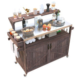 Outdoor Kitchen Island Solid Fir Wood Raised Shelf Cart - Omega Lifestyles