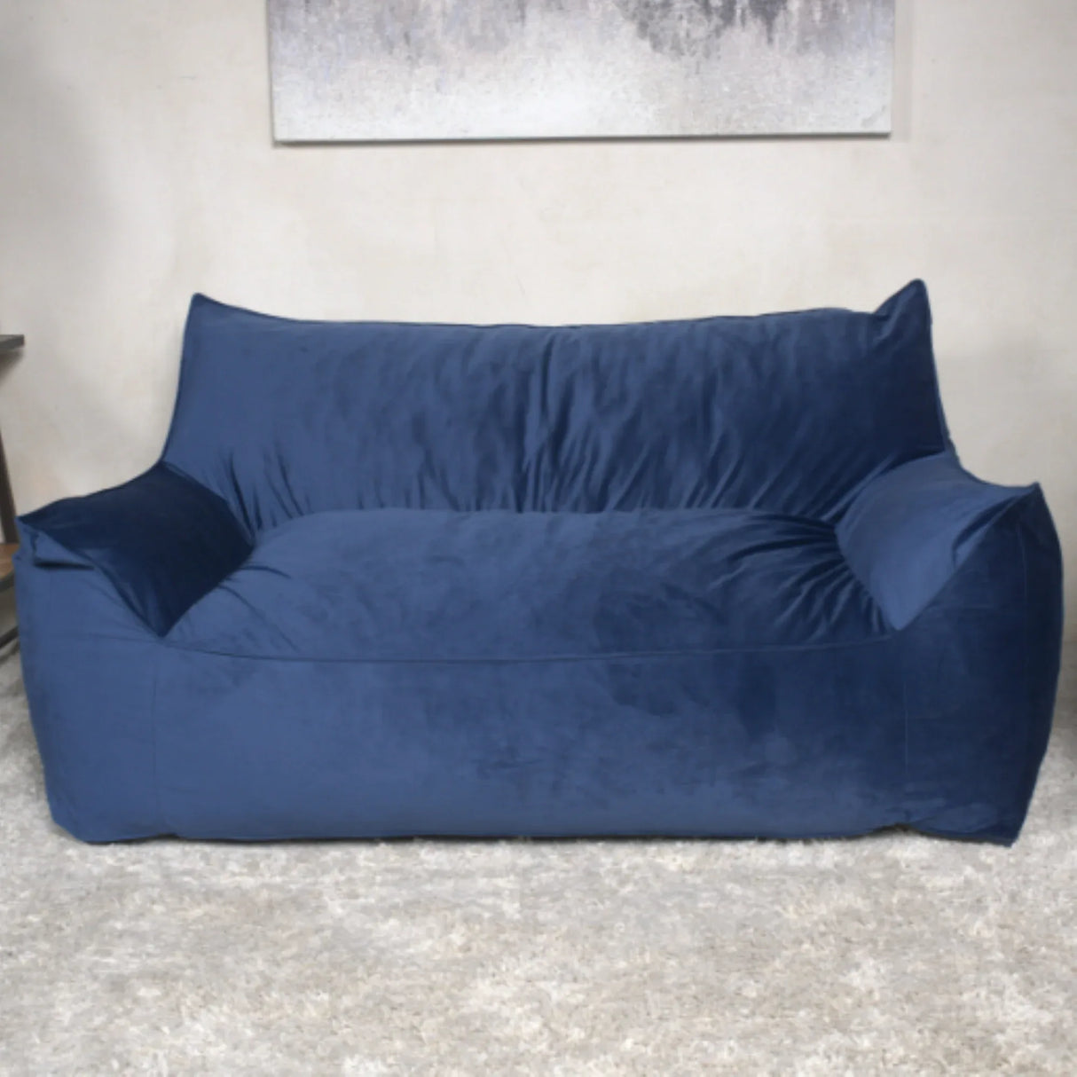 Oversized Velvet 2-Seater Foam Filled Bean Bag Chair - Omega Lifestyles