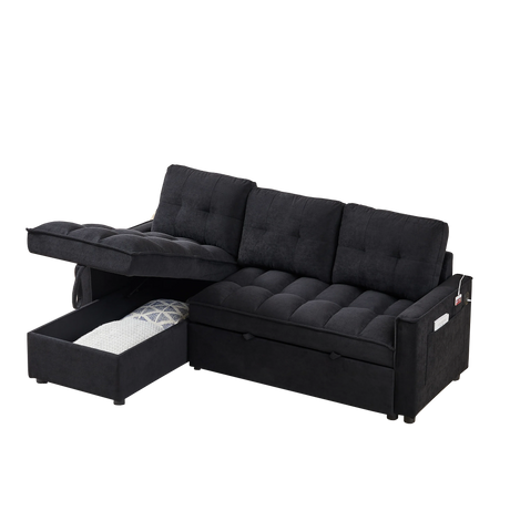 Chenille Reclining Sleeper Sofa Bed With Storage - Omega Lifestyles