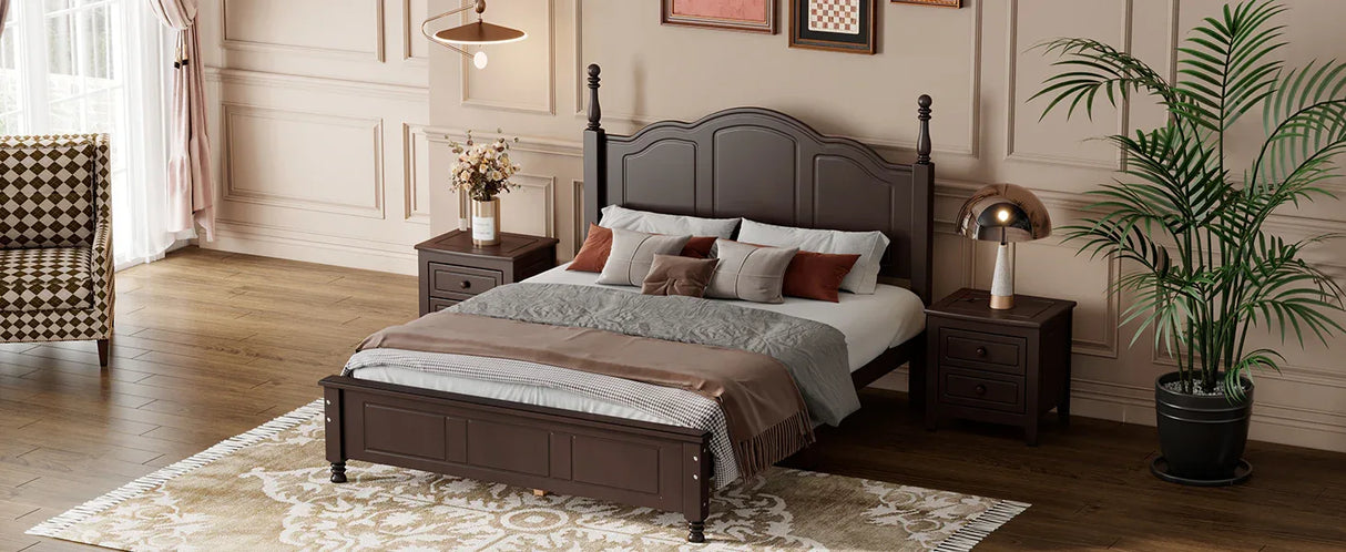 Full Size Dark Walnut Wood Platform Bed Frame - Omega Lifestyles