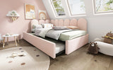 Pink Velvet Twin Daybed With Pull-Out Trundle Bed - Omega Lifestyles