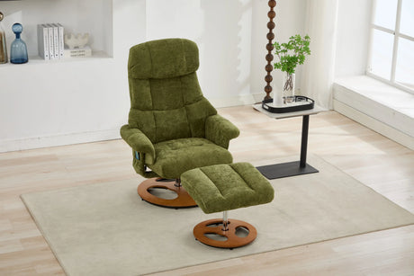 Soft Chenille Recliner Chair With Ottoman And Massage - Omega Lifestyles