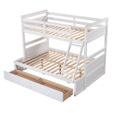 Twin Over Full Solid Wood White Bunk Bed With Storage - Omega Lifestyles