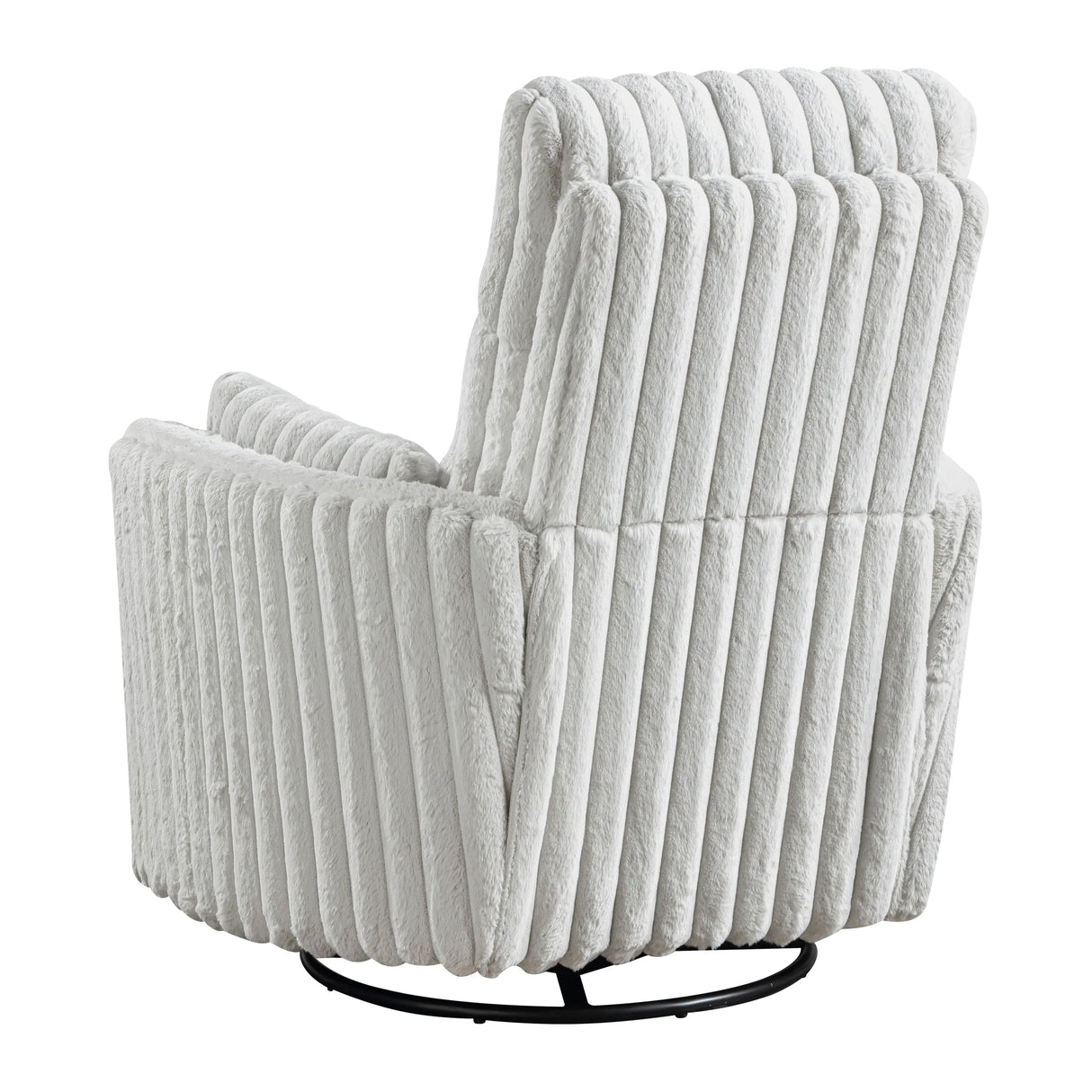 Gray Corduroy Recliner Chair With Swivel Glider And Pillows - Omega Lifestyles