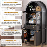 Modern Fluted Tall Arched Adjustable Shelf Pantry Cabinet - Omega Lifestyles
