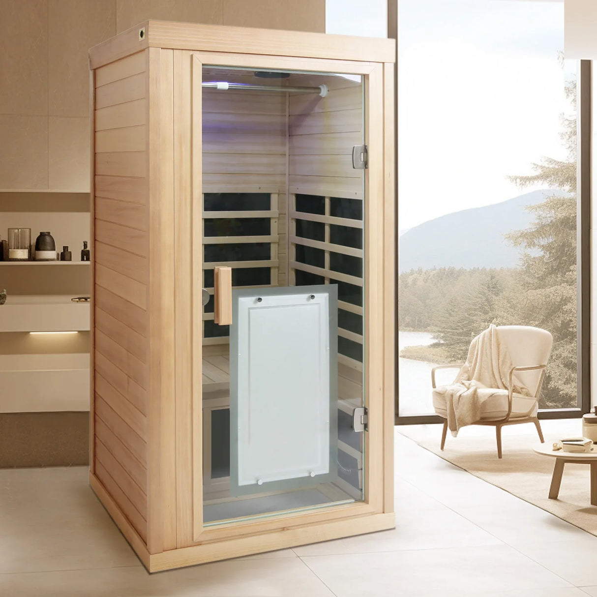 Far Infrared Hemlock One Person Indoor Sauna Room - Omega Lifestyles