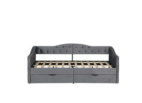 Twin Upholstered Velvet Wood Storage Daybed Frame - Omega Lifestyles