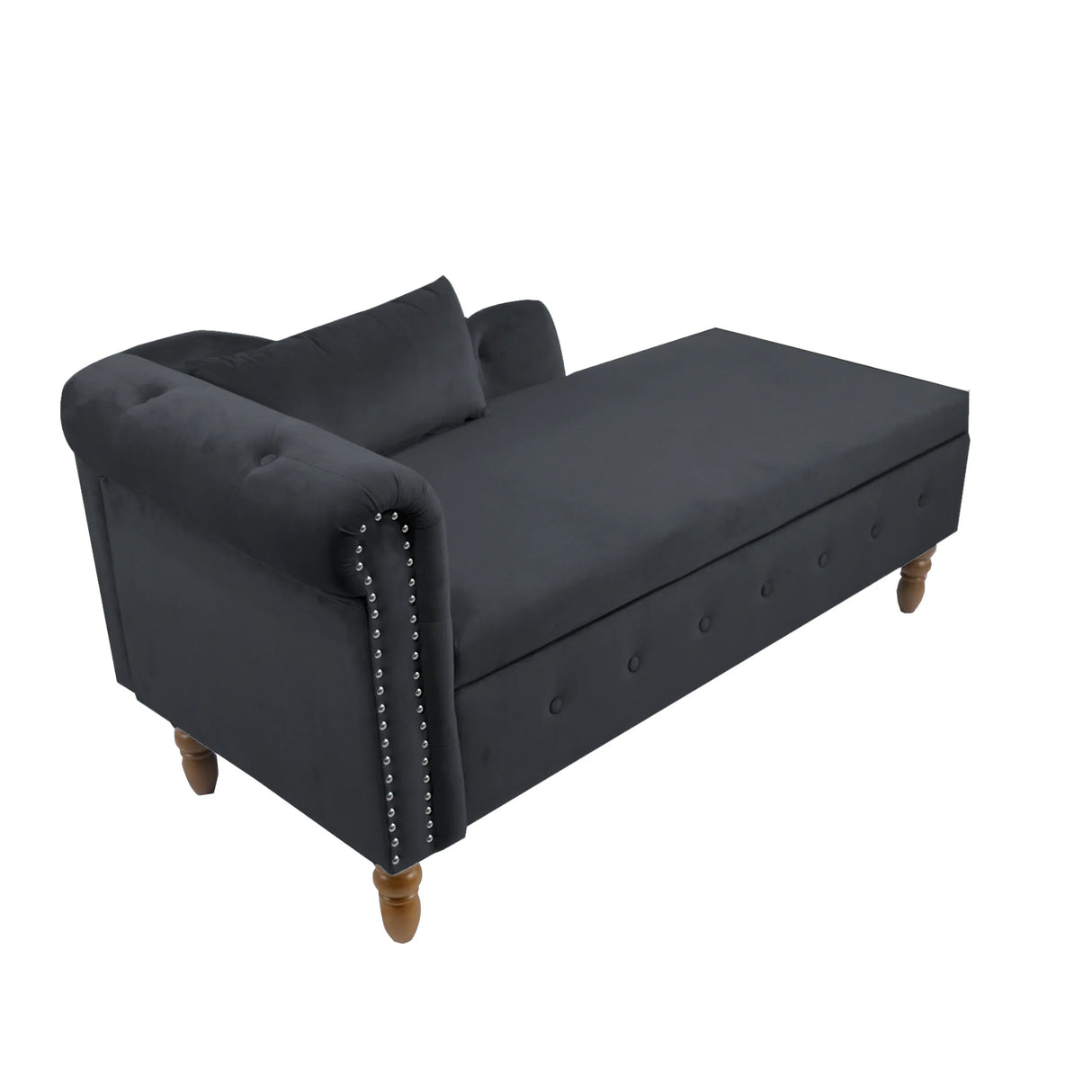 Classic Velvet Storage Chaise Lounge With Pillow - Omega Lifestyles