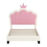 Twin Upholstered Princess Platform Bed With Crown Headboard - Omega Lifestyles