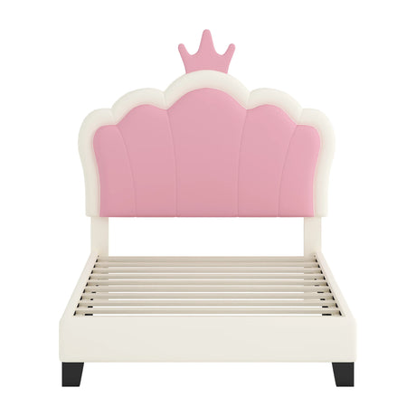 Twin Upholstered Princess Platform Bed With Crown Headboard - Omega Lifestyles