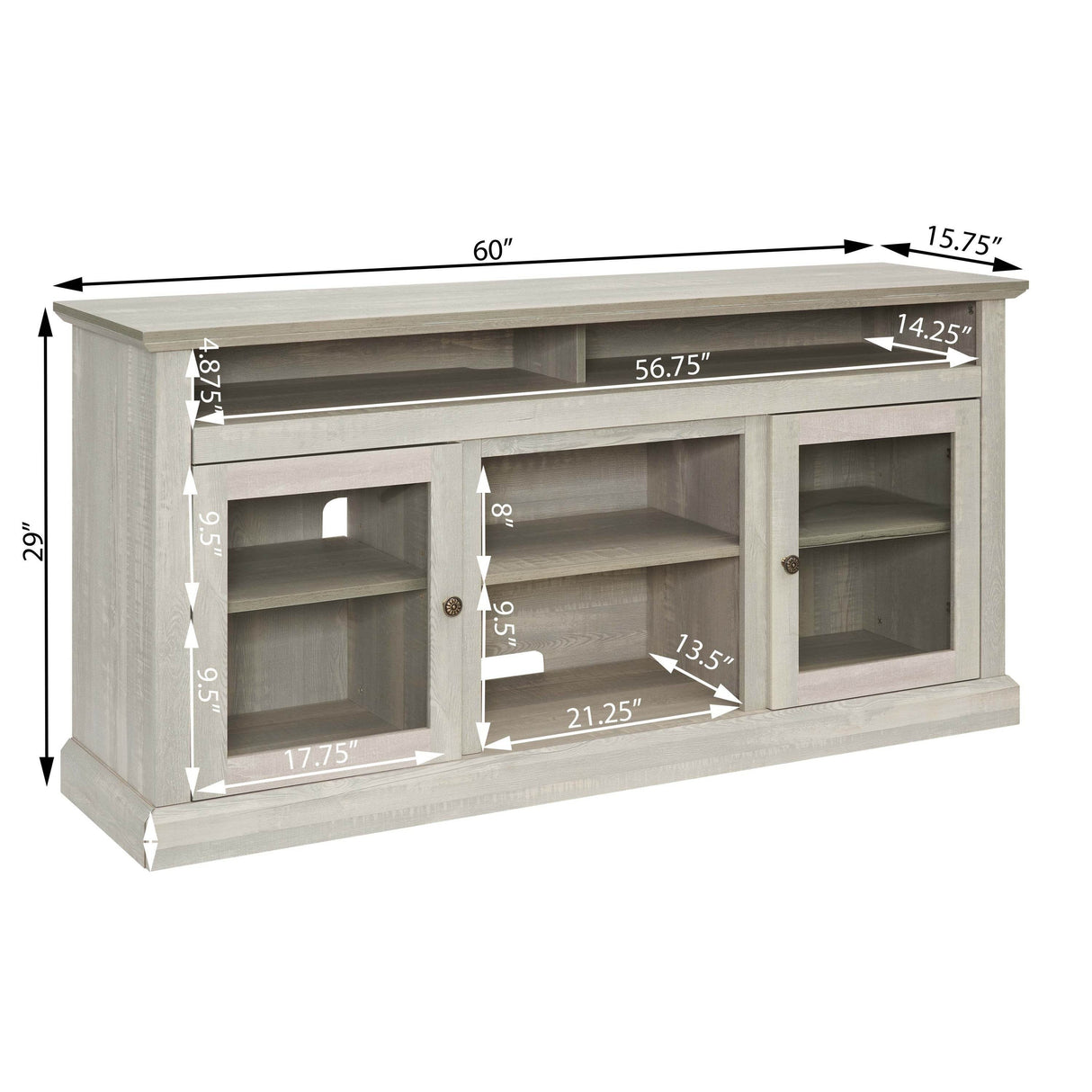 60-Inch Stone Gray MDF Fireplace TV Media Stand - Sleep Galleria