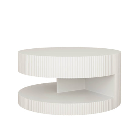 31.5-Inch Round White MDF Coffee Table With Storage - Sleep Galleria