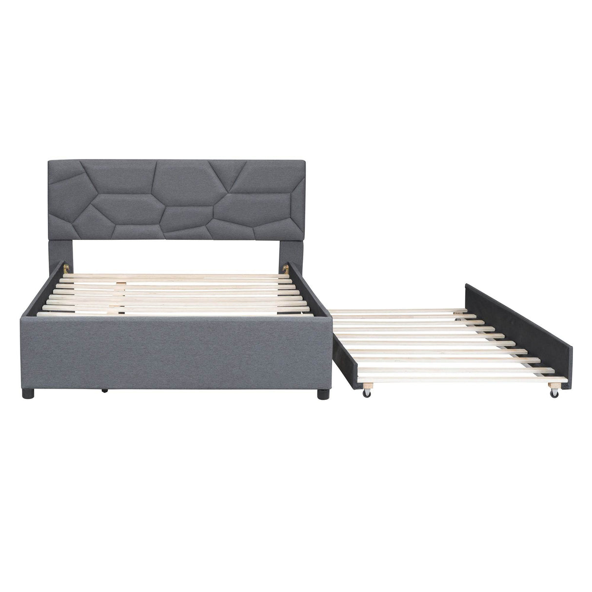 Full Upholstered Platform Bed With Twin Trundle - Omega Lifestyles