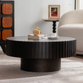 Modern Handcrafted Round Pedestal Walnut Coffee Table - Omega Lifestyles