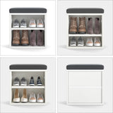 Wooden Shoe Storage Bench With Cushion Seating - Omega Lifestyles