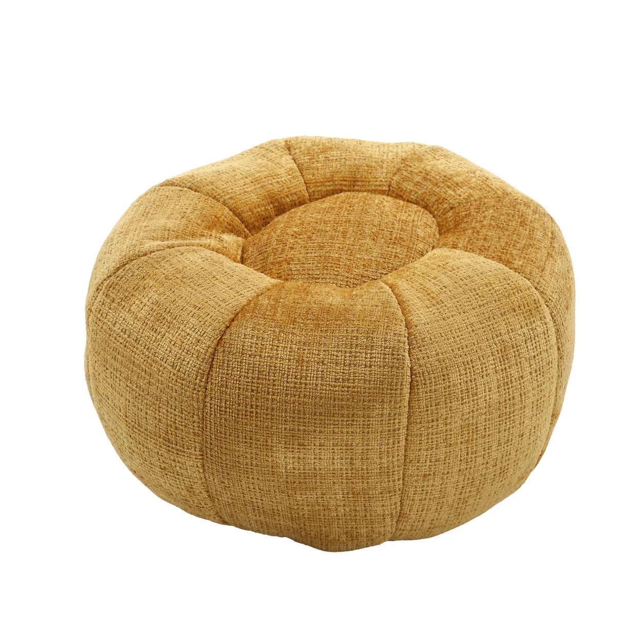 Chenille Memory Foam Pumpkin Shape Lounge Chair With Ottoman - Omega Lifestyles
